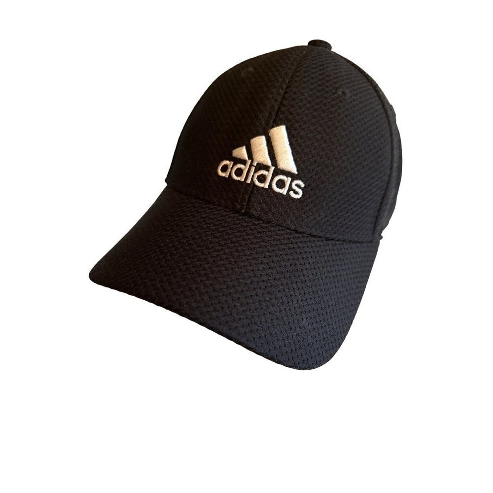 Adidas Black Polyester Black Stretch Fit Cap Hat S / M